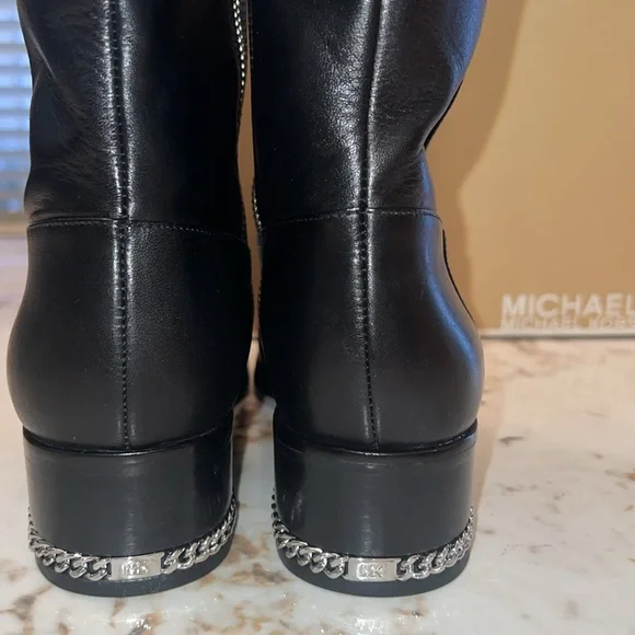 NEW Michael Kors Knee High Boots - Black Leather size 7.5/37 - Picture 3 of 6